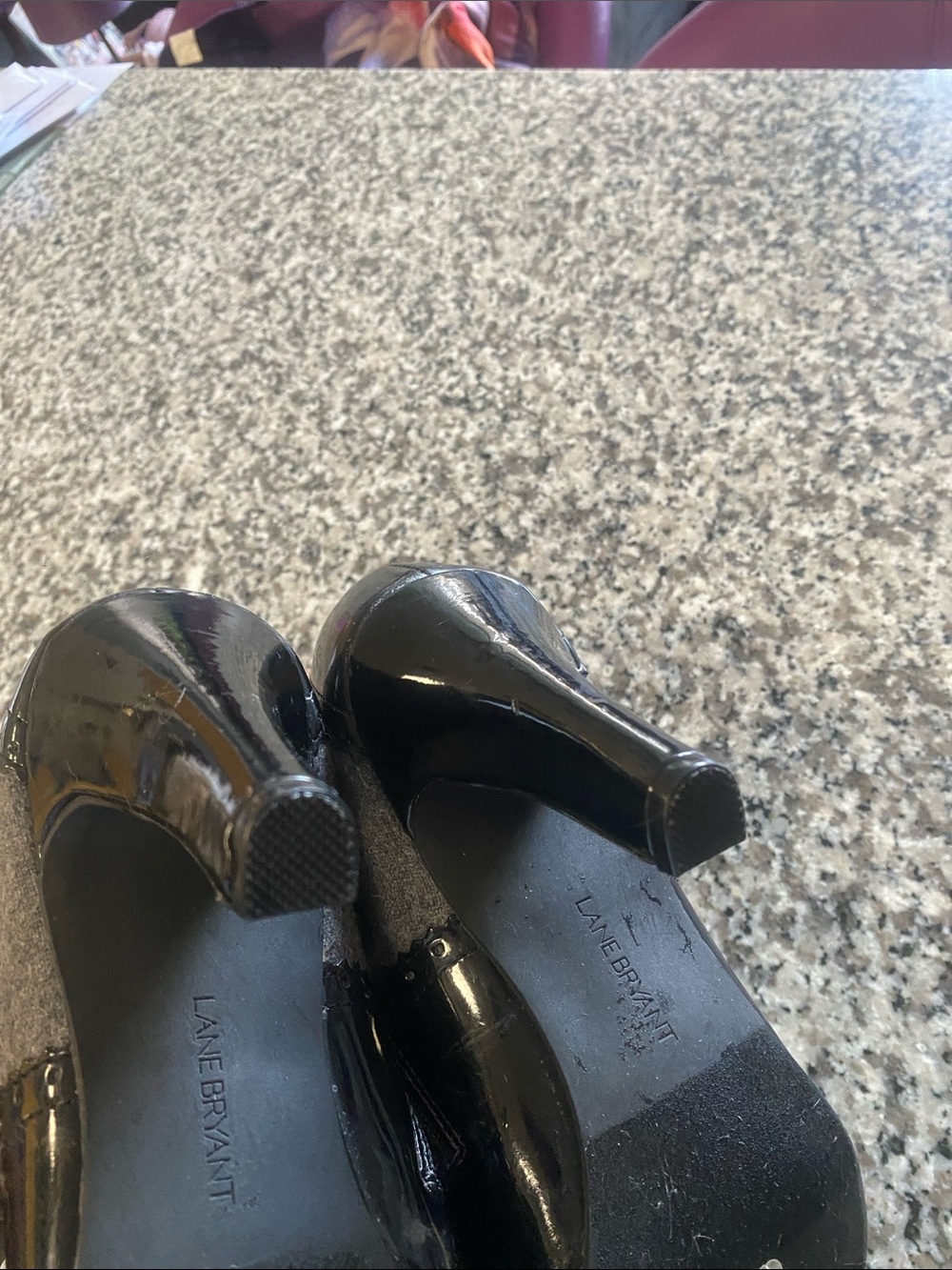 Lane Bryant Black Patent and Gray Wool Lace-Up Brogues - Picture 7 of 9